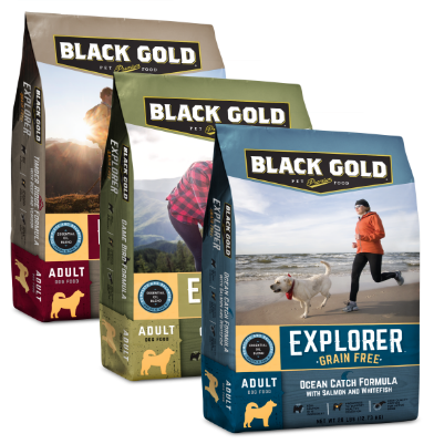 three Black Gold grain free packages