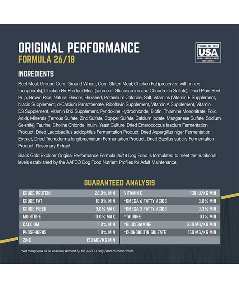 orignial performance, guaranteed analysis