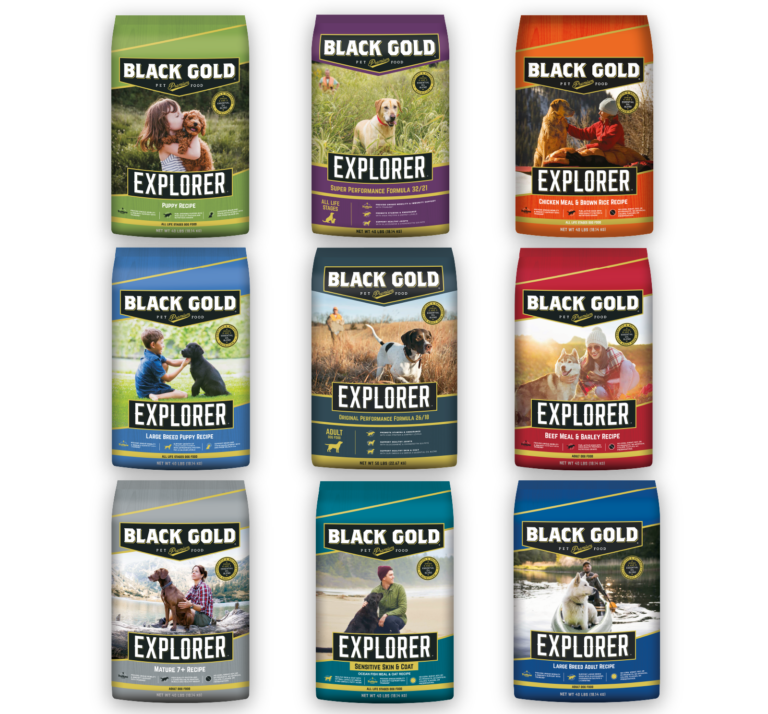 Black Gold Explorer Dog Food 3, 3, 3, bag lineups
